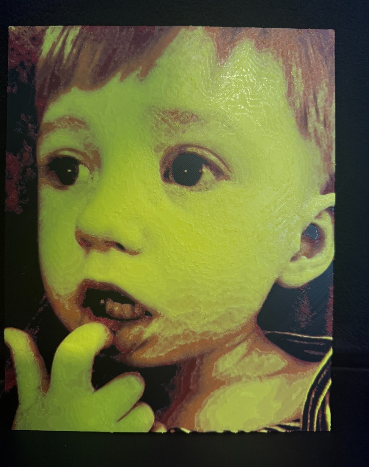 Actual multicolor 3D-printed artwork based on Gavin's photo